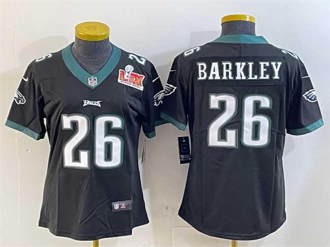 Women's Philadelphia Eagles #26 Saquon Barkley Black 2025 Super Bowl LIX Patch Vapor Untouchable Limited Stitched Jersey Dzhi,We sell and wholesale Women's Philadelphia Eagles #26 Saquon Barkley Black 2025 Super Bowl LIX Patch Vapor Untouchable Limited Stitched Jersey Dzhi on line form chian!